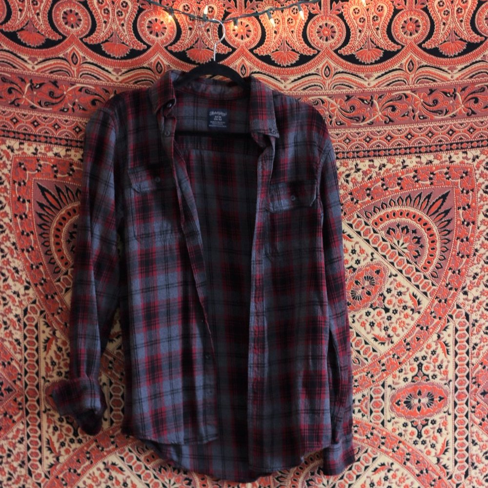 Cozy Dark Red & Grey Flannel